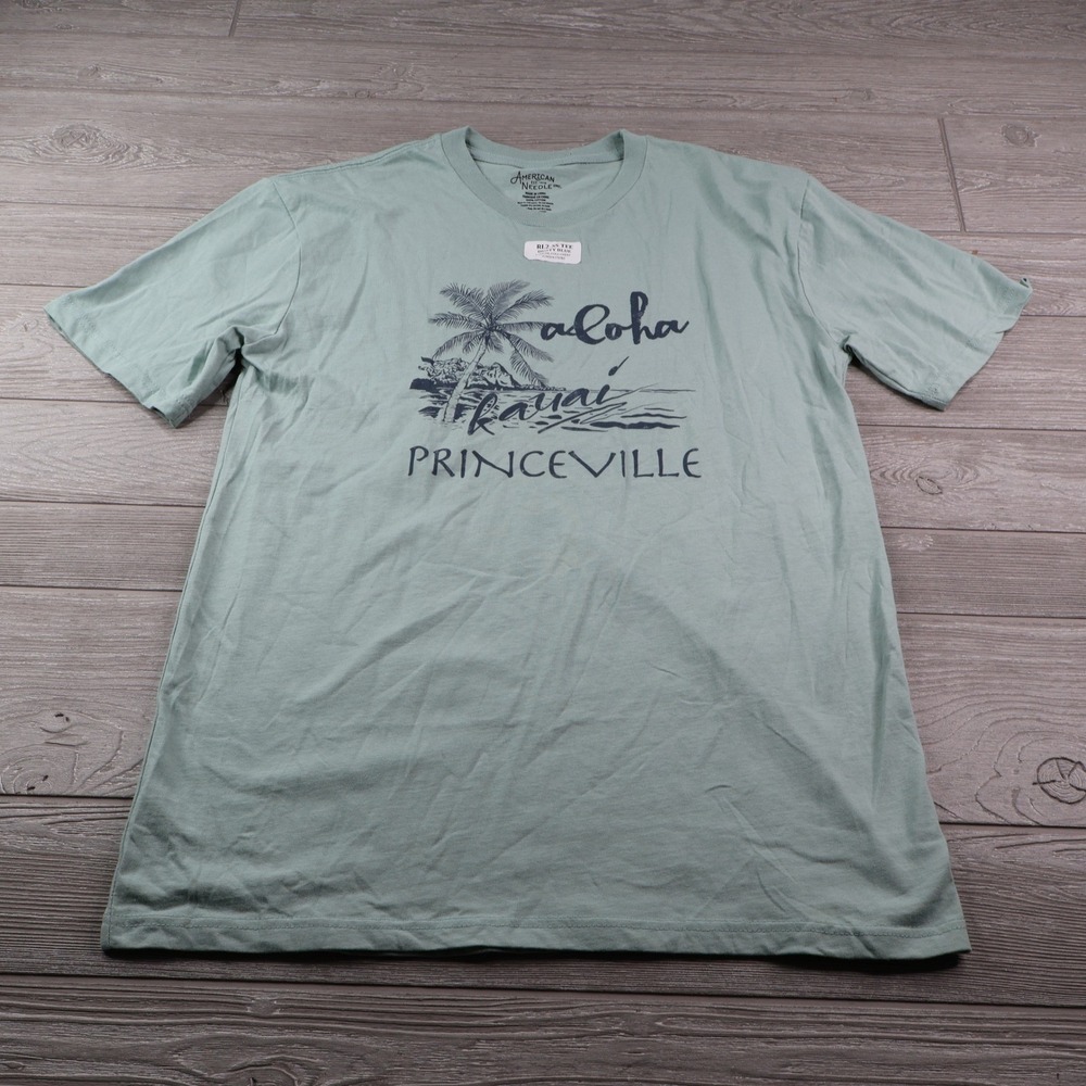 American Needle Kauai Princeville Aloha Graphic Tee Men's L Blue